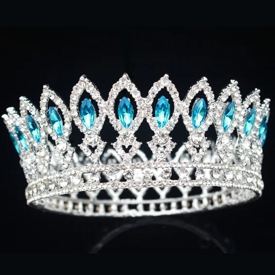 Silver Lake Blue Кристалл, свадьба, для новобрачных королевские тиары и короны заколка для невесты Для женщин Выходные туфли на выпускной Свадебные украшения для волос ювелирные изделия на волосы аксессуары - Окраска металла: Silver Lake Blue