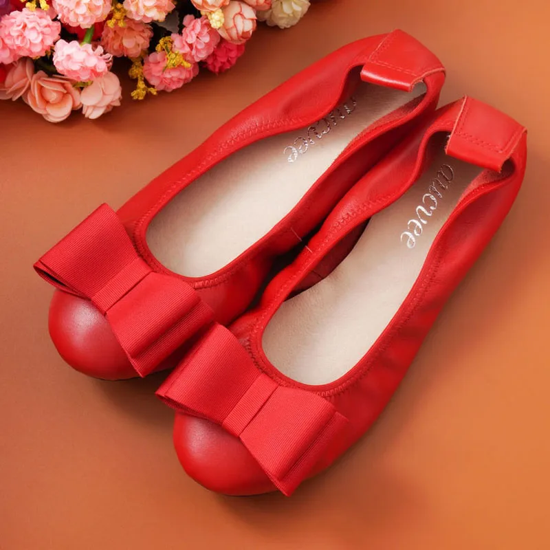 Women Flats 2018 Spring Fashion Vintage Ballerians Bowtie Shallow Mouth Slip-on Ballet Flats Shoes For Women Ladies Casual Shoes (9)