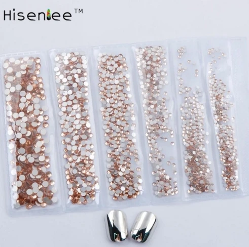 ss3 ss4 ss5 ss6 ss8 ss10 Small Sizes all 1728pcs Nails Art Crystal Glass Rhinestones For Nails 3D Nail Art Decoration Gems - Цвет: champagne