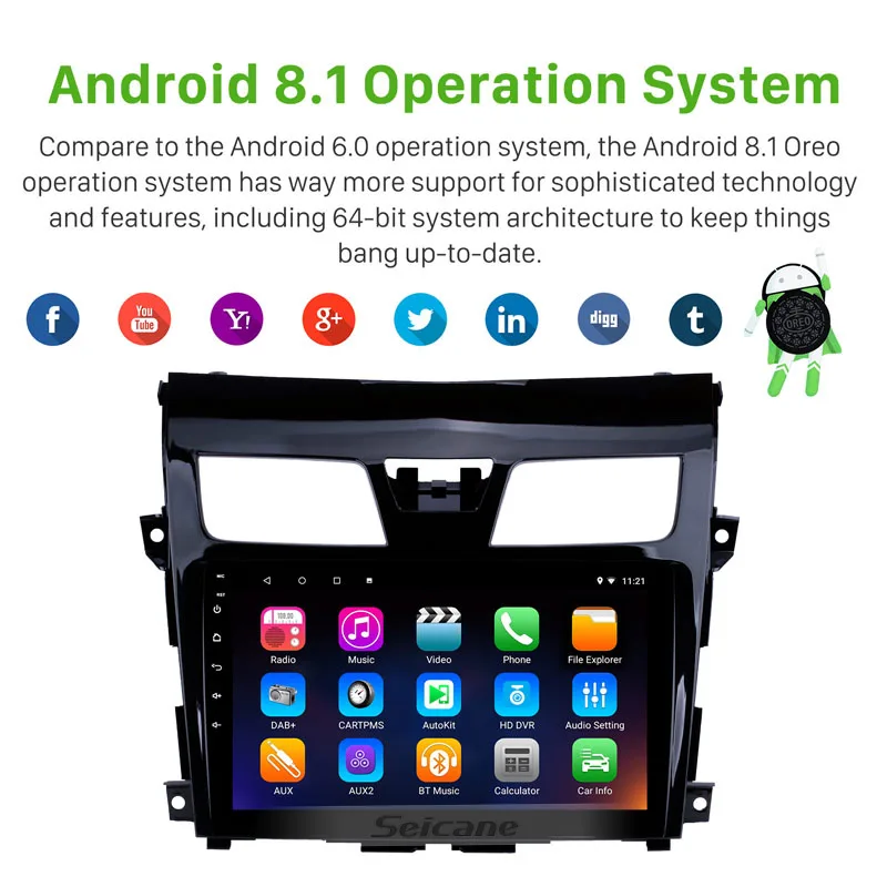 Discount Seicane Android 8.1 9 Inch Car Radio For 2013 2014-2017  Nissan TEANA 2Din Wifi GPS Multimedia Player Support Bluetooth 8-Core 1
