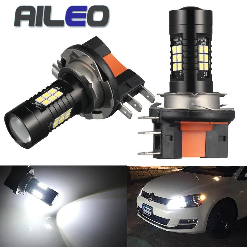 AILEO 6W H15 LED Car Fog Light Bulb White Headlight 12V 24V 360 Degree