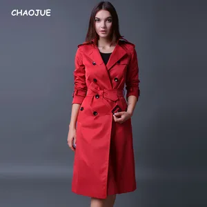 CHAOJUE Brand Trench Coat For Women Long Sleeve Double Breasted Plus Size Red Coat Female Luxury Pea Coat For Wife Gift