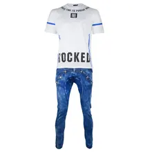 Мужские повседневные топы, футболка с коротким рукавом и обтягивающие джинсы, мужской набор от CT& HF