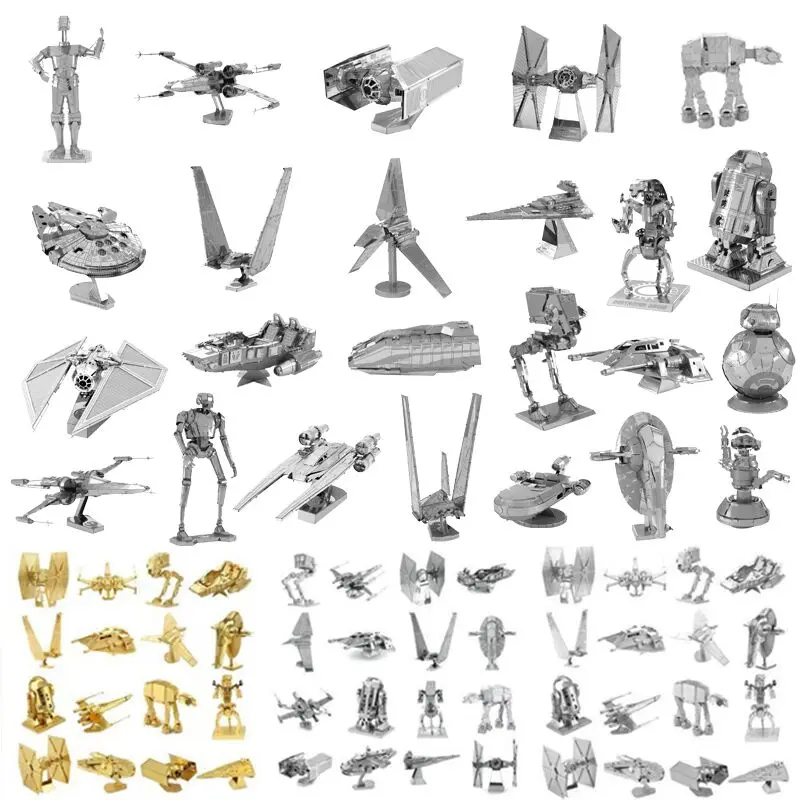 

Piececool Star Wars Puzzle K2SO C3PO Shuttle TIE Fighter X Wing BB-8 Robot Model Adult Child Kids Educational Toy