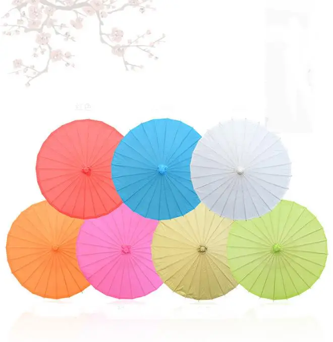 60 개/몫 큰 크기 작은 중국 예술 공예 우산 빈 종이 긴 핸들 웨딩 파라솔 60cm SN1100
