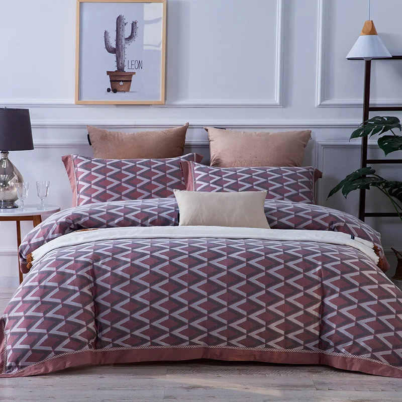 

NEW Jacquard Bedlinen Queen King Size Duvet cover Set Cotton Bedding Sets Luxury flat sheet lattice good quality