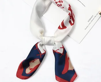 

Yishine 70*70 CM Women Multifunction Polyester Silk Scarf Hat Letter Printed Satin Small Square Wraps Scarves Shawl