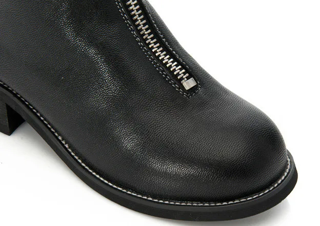 Сезон осень-зима; кожаные женские Ботинки martin на молнии спереди; женская обувь из натуральной кожи; ботинки «Челси»; женские ботинки