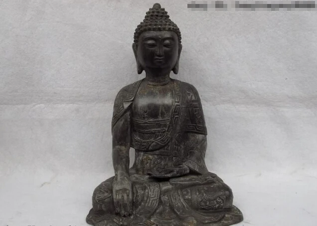 

S0463 Tibet Temple old Copper Bronze Eight treasures Tathagata Sakyamuni Buddha Statue D0318