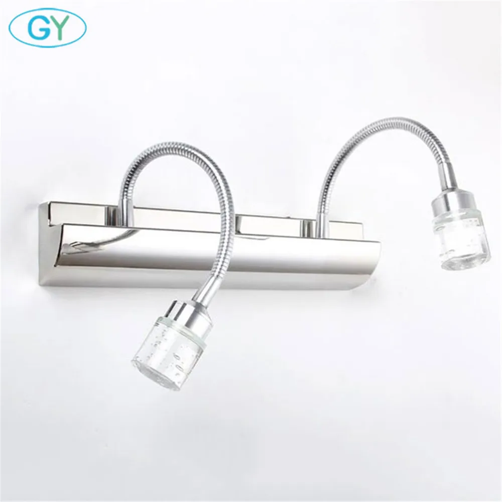 Modern Bathroom LED Crystal Mirror light Ajustable gooseneck makeup vanity lighting led miroir coif