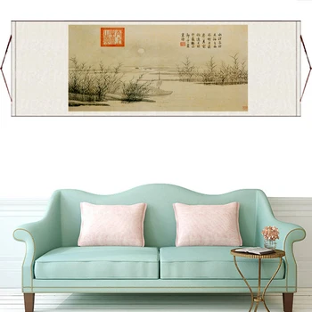 

Tang Bohu Tangyin Landscape Figure Painting Horizontal Scroll Painting Ancient Calligraphy Decorative Painting Silk Paintin