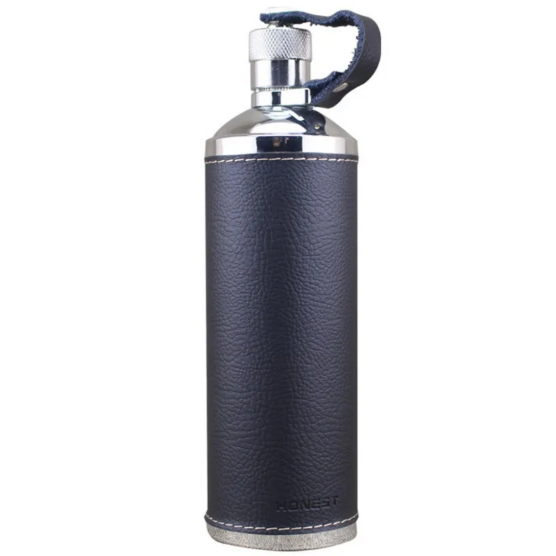 Wine bottle Men's outdoor portable 304 stainless steel flagon leather