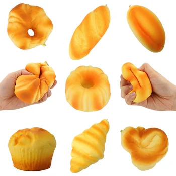 

Squishy Bread Squeeze Toy Soft Slow Rise Donut Cake Toast Loaf Food Keychain Pendant Kids Toys Bun Baguette