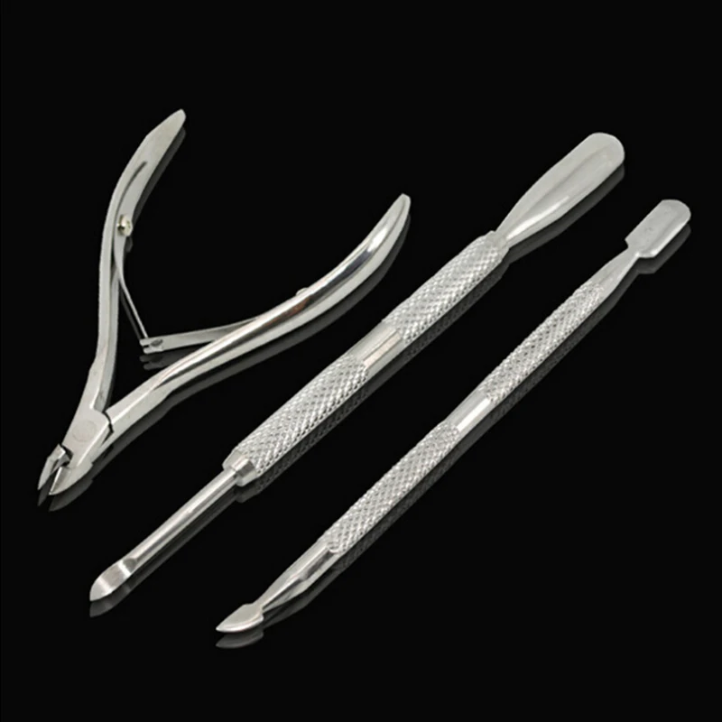 Stainless Steel Nail Cuticle Pusher + Solingen Cuticle Scissor Cutter