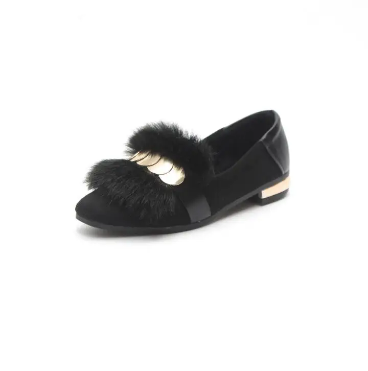 Noir F991 Richelieus En Métal 35 Fourrure Maomao Suede 40 Chaussures khaki sur Tête Ballet Carrée D'hiver Ronde Xda Casual Unique Noir Appartements Slip 7nXg1R1P