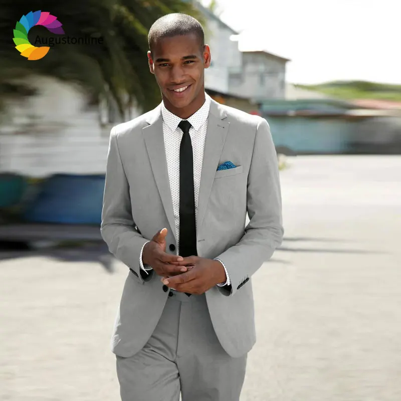 

Custom Made Formal Grey Men Suit Wedding Suits for Men Slim Fit Groom Tuxedo Best Man Blazer Jacket Pants 2Piece Costume Homme