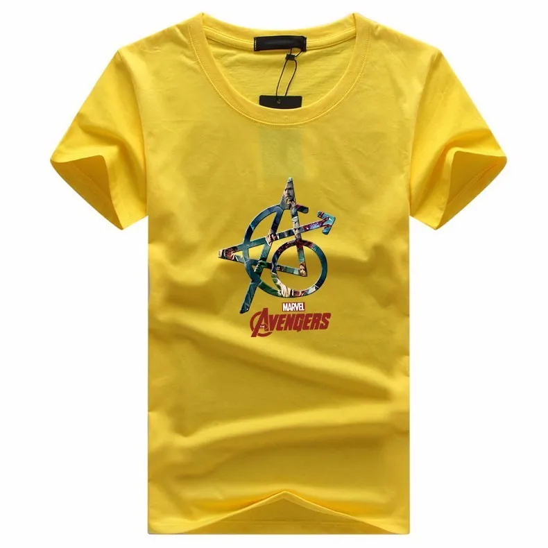 Новая модная футболка MARVEL для мужчин, летний топ с принтом Мстителей, хипстерская безрукавка, femme, хип-хоп Футболка "Аниме" wo для мужчин, уличная - Цвет: yellow