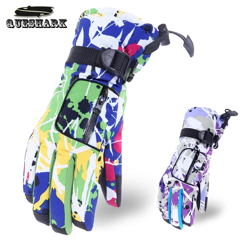 

Women Winter Warm Waterproof Ski Gloves Snow Sports Mittens Thicken Zipper Pocket Cycling Gloves Outdoor Skiing Climbing Gloves