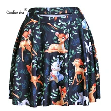 Candice Elsa женские юбки с цифровой печатью, опт, лося, белый кролик, плиссированная юбка Skt1207