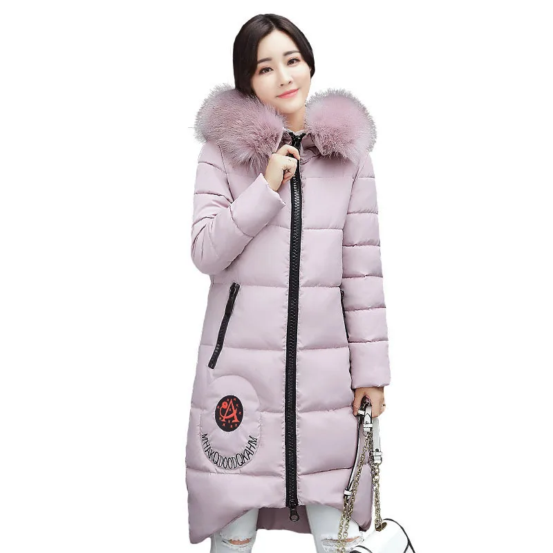 New Long Women Winter Down Coat Fashion Female Big Fur