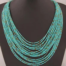 Разноцветное многослойное ожерелье в богемном стиле с кисточками, ручной работы, украшенное бусинами, женское модное ожерелье, аксессуары