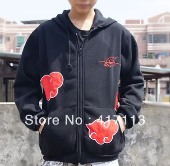 

Naruto Akatsuki Uchiha Itachi Anime Cosplay Costume Black Fleece Hoodie Jacket