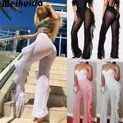 2019 летние Для женщин шифон шаровары Штаны модные сетчатые свободные Повседневное длинные женские брюки пот Штаны свободные брюки