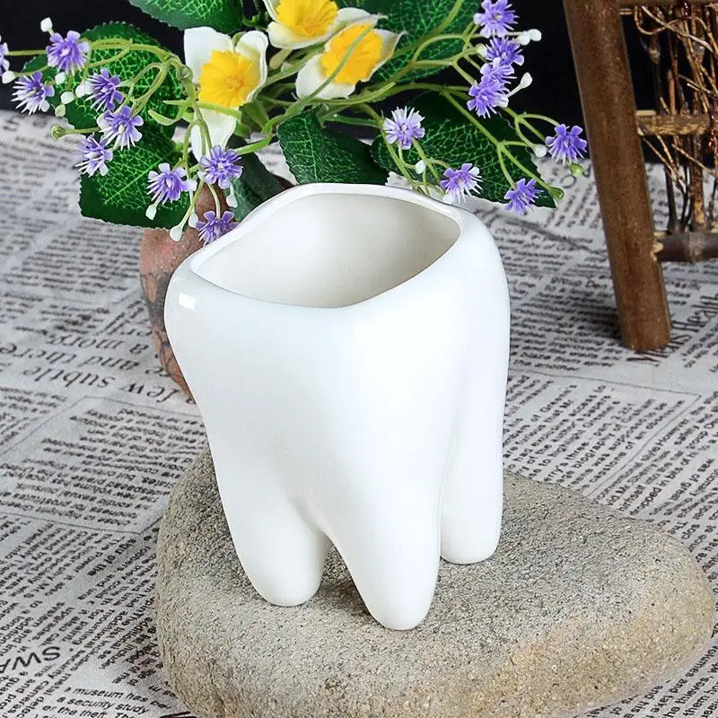 Tooth Shape Ceramic Flower Pot Succulents Fleshy Plants Planter Flowerpot Mini Bonsai Cactus Small Home Office Decor | Дом и сад