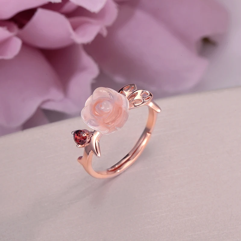 Fine Jewelry 100 Silver Rings For Women Rose Quartz