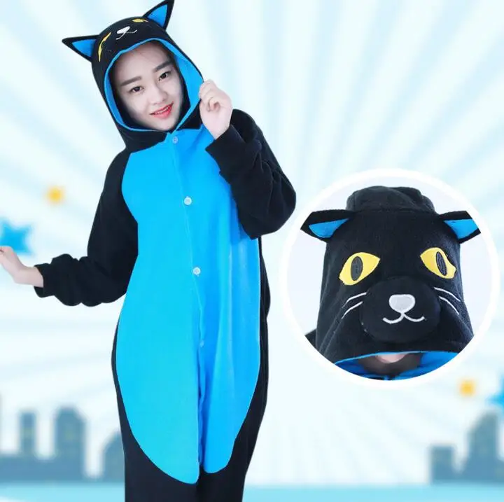 thumbnail image 2 of Innewgogo Cartoon Starry Cat Blue Pattern Unisex Zip Up One 2 of 14