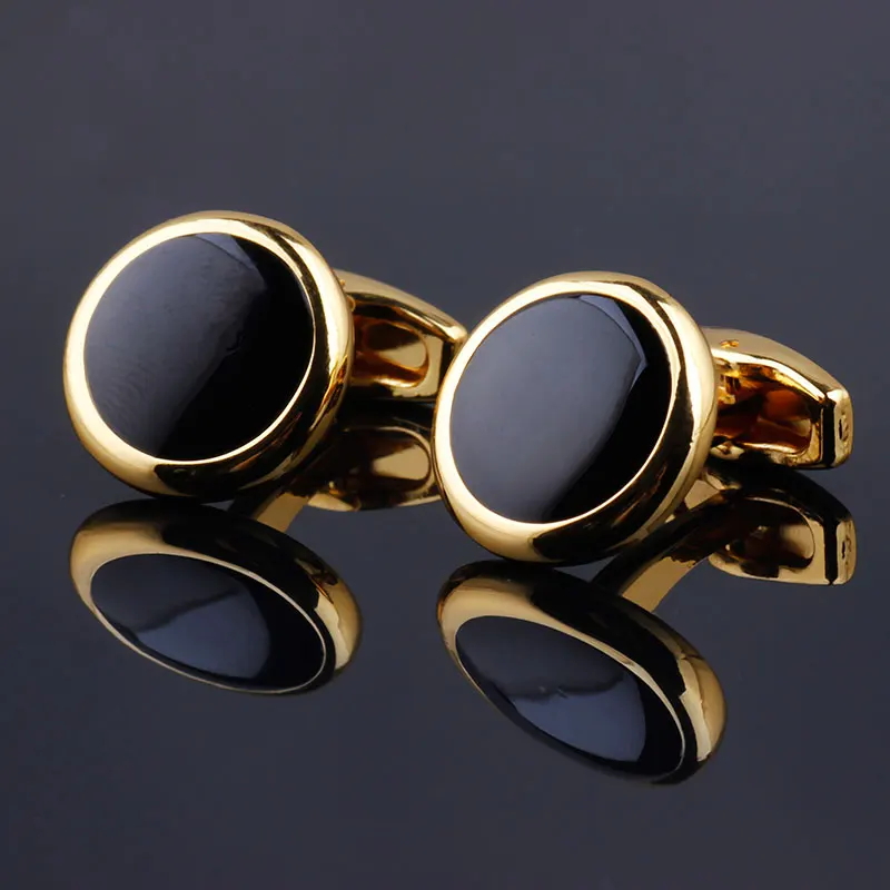 

Luxury Fashion Black Round Plated Cufflinks Arm Buttons for Women Men Business Shirts Cuff links Wedding Jewelry FPJXZ31