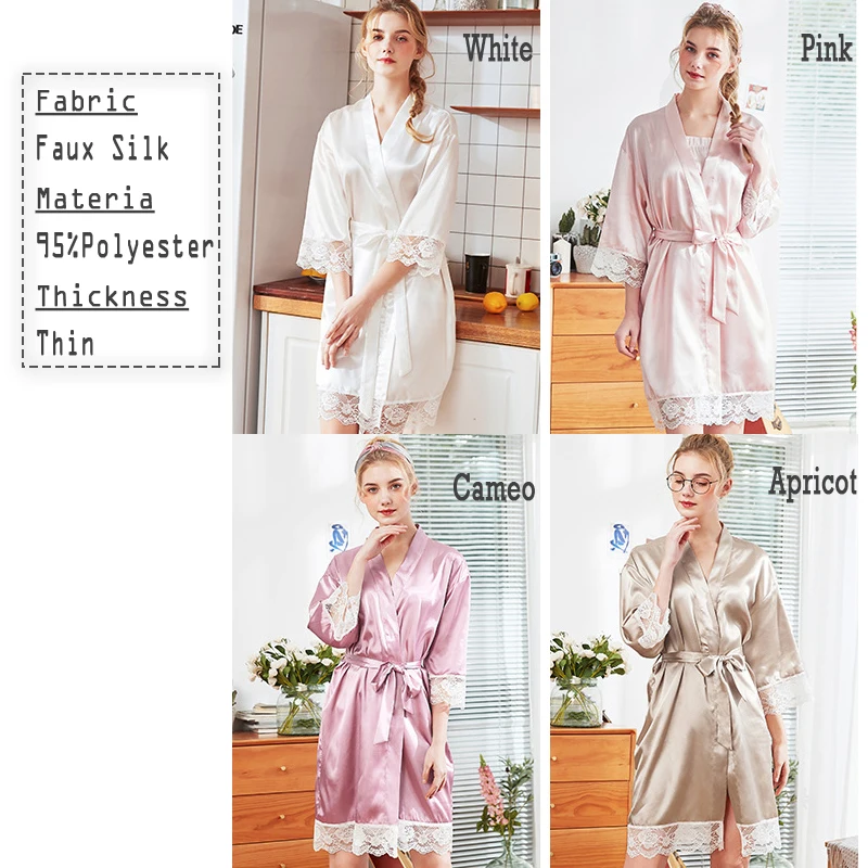 UNLIMON новые женские полурукава Slik пижамы кимоно Халат