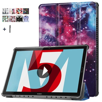 

For HUAWEI MediaPad M5 10.8'' CMR-AL09 Slim Stand Flip Leather Capa For Huawei MediaPad M5 10.8 Tablet Cover Print Fundas+Pen