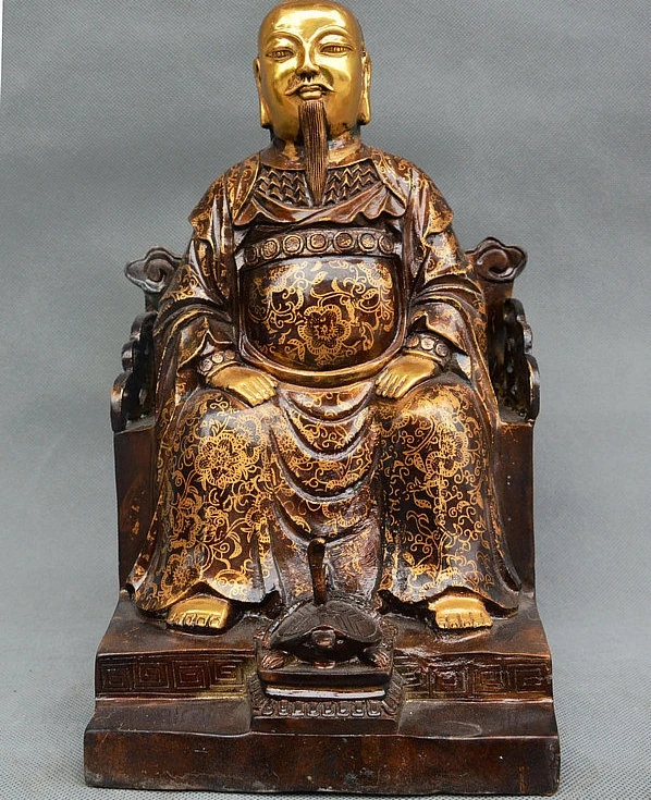 Старый китайская бронза Zhenwu император Ю Сан Zhenjun Xuandi Jin que инкарнация статуя | Дом и