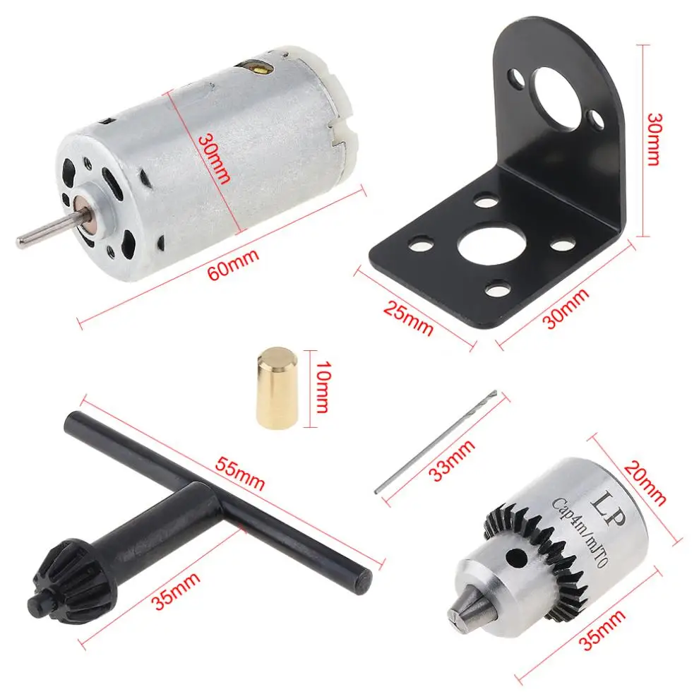 Черный/серебристый 395 мотор скамья дрель с 0,1-4 мм JTO патрон и монтажный кронштейн токарный станок моторный инструмент набор