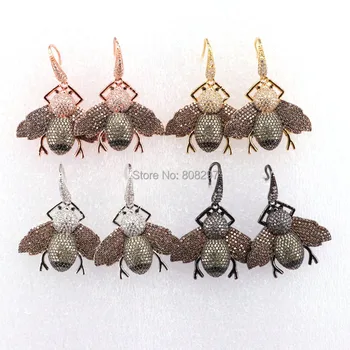 

4Pairs New Micro Pave CZ Insects Linlidada Charm Dangle Earring,For Women