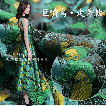 

HLQON chemical fiber jacquard brocade polyester blue fabric for felt patchwork dress sewing women tissue clothing