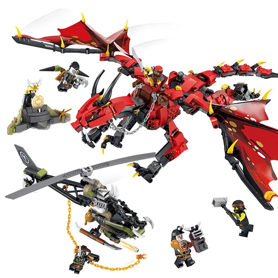 

930PCS Legod Ninja Dragon Helicopter Assemble Legod Building Blocks Children Educational Toys Assemble Model Bricks Gifts