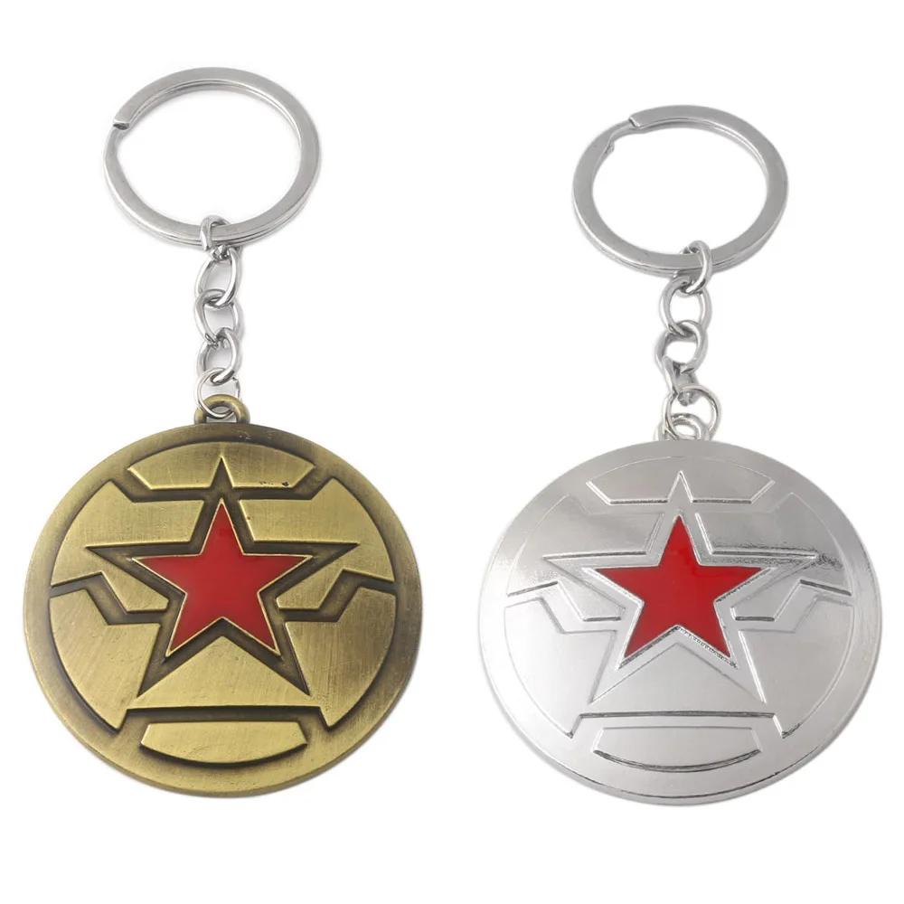 

RJ New Style Avengers Super Hero Captain America Keychains Star Shield Metal llaveros Black Panther Car Key Chain Accessories