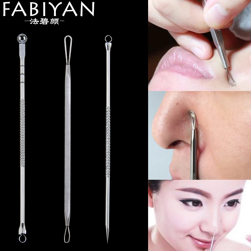 

3PCS/Set Blackhead Whitehead Comedone Extractor Acne Needles Blemish Cleaner Pimple Remover Tools Stainless Steel Face Skin Care