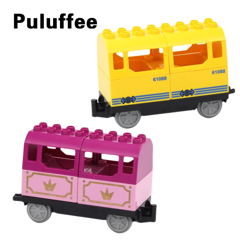 

Big Size Diy Building Blocks Compatible With Duplo Train Construction Blocks Railway Station Carriage Coach Educational Toys
