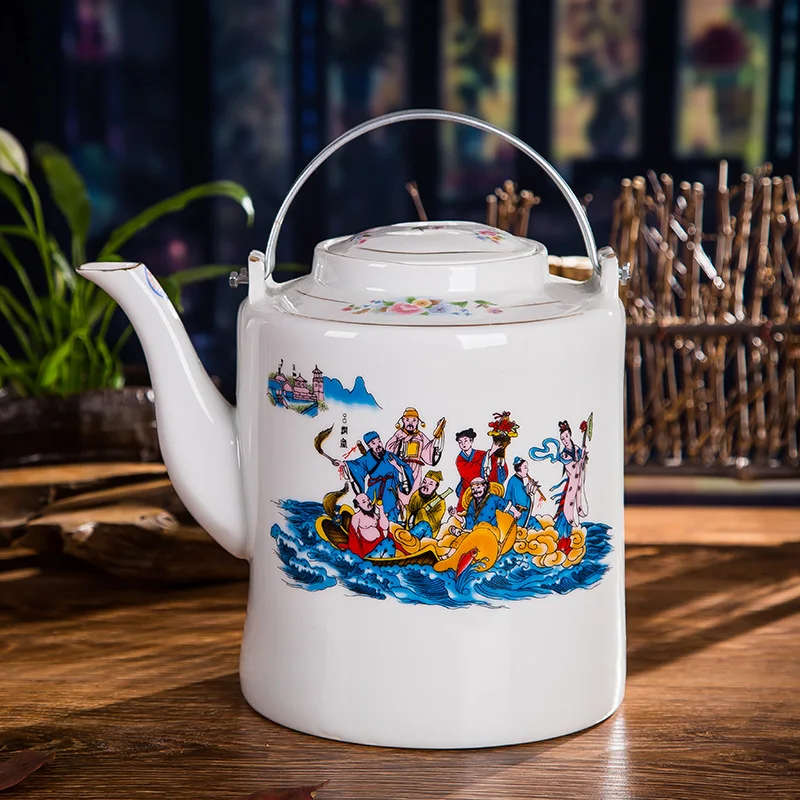 

Free Shipping Famous Jingdezhen Ceramic Teapot Chinese Kung Fu Tea Pot Cold Water Kettle large capacity Retro Porcelain teapot