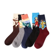 Горячая Звездная ночь Осень Зима Ретро Женская индивидуальность Искусство Ван Гог Фреска слово известная живопись мужские милые смешные забавные носки