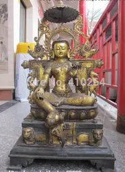 31 "Непал Буддизм Бронзовый gild Зеленая Тара Гуань инь Авалокитешвара Статуя Будды