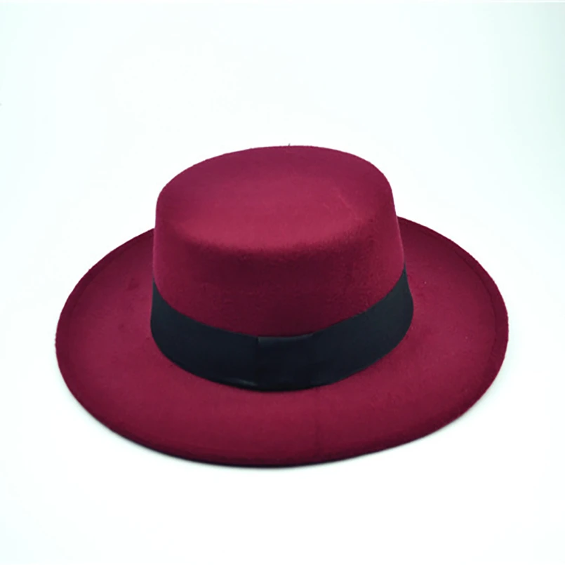 2019 мода новый сплошной Осенне-зимняя Дамская обувь Top Hat Весна Fedoras Шапки Flat Top полиэстер шерсть Женские Винтаж кепки