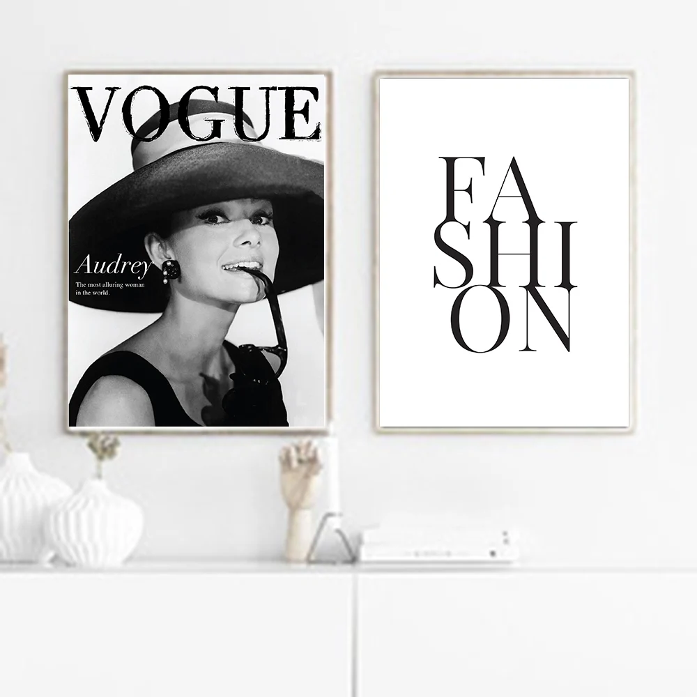 Куадрос украшение Vogue Хепберн плакаты и принты на холсте Живопись Мода рисунок стены Искусство Печать картины для гостиной