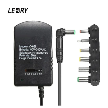 

LEORY DC3-12V Adjustable Voltage Power Adapter Universal AC Adapter 2.5A 30W 3V 4.5V 6V 7.5V 9V 12V 6-in-1 Power Supply Charger