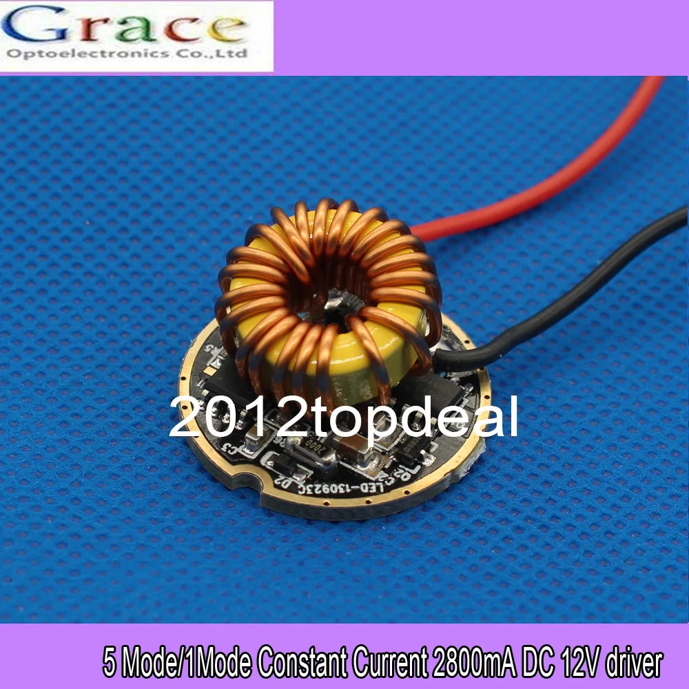 

10pcs/lot,5 Mode/1Mode Constant Current 2800mA DC 12V XML T6 Led Driver For Cree XML XM-L2 LightingTransformers 5 Mode