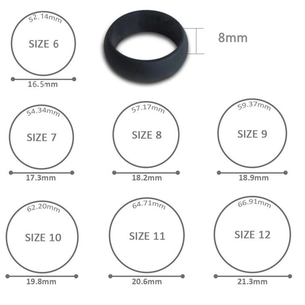 MagiDeal 7pcs Waterproof Silicone Band Wedding Ring for Women Mens 8mm Wide Ring Pack