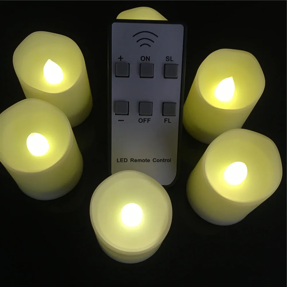 

Set of 12 Warm White LED Tea Lights With Remote Control,Battery Powered Candles,Both Flicker and not flicker light